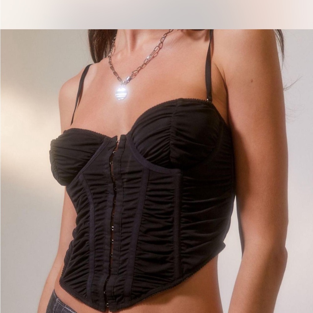 Urban Outfitters Black Ruched Bustier Top